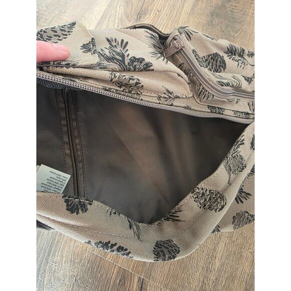 KAVU Brown Fall Pinecone Novelty Canvas Sling Bag Backpack Rope Travel - Picture 3 of 9